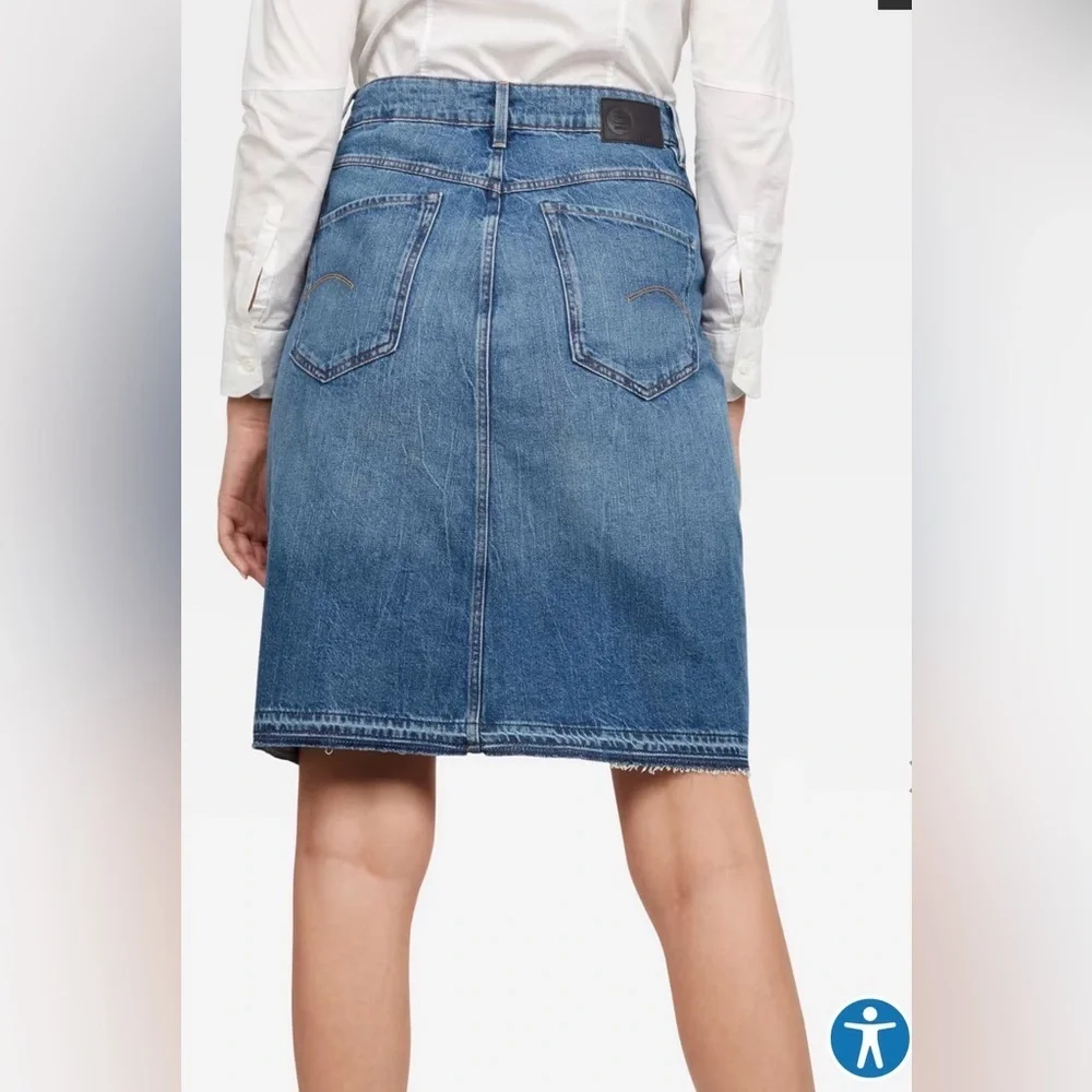 G-Star Raw Joci Ripped Edge Denim Midi Skirt Size 27